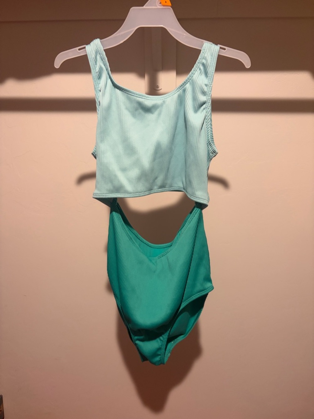 Old Navy Two-Tone Ribbed Swimsuit in Mint & Teal